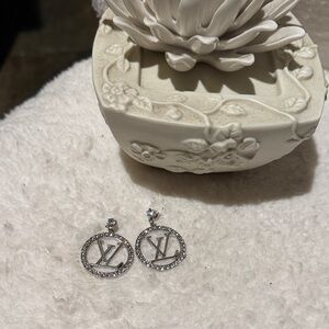 Elegant LV Silver Crystal Earrings